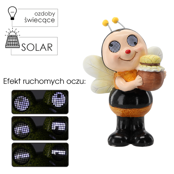 ZAHRADNÍ FIGURKA - VČELA S SVÍTÍCÍMI OČIMA 25,8 x 18,5 x 35,5 cm LED *9392