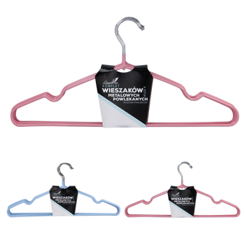 SET OF 8 COATED METAL HANGERS PINK/BLUE