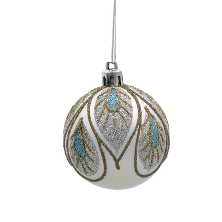 SET OF 8 CHRISTMAS BAUBLES SILVER 6 CM