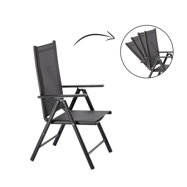 FOLDING GARDEN CHAIR ALUMINIUM 66 x 56 x 107 CM GREY