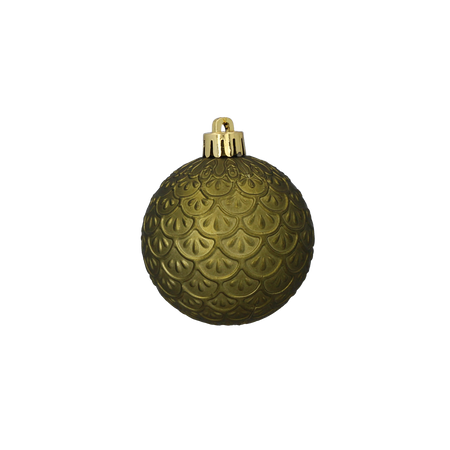 SET OF 6 BAUBLES 6 CM OLIVE/COPPER/GRAPHITE MIX DESIGNS