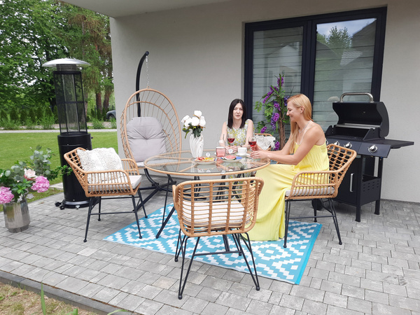 SET DE MOBILIER PENTRU GRĂDINĂ (MASĂ, 4 SCAUNE) - MARO, PERNITE - GRI *7503