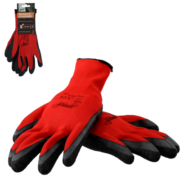 GARDEN GLOVES "7", POLYESTER WITH LATEX PACKET=12