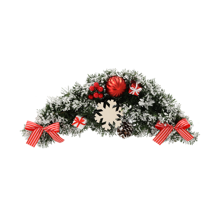 HANGING CHRISTMAS SWAG 46 CM WHITE AND RED