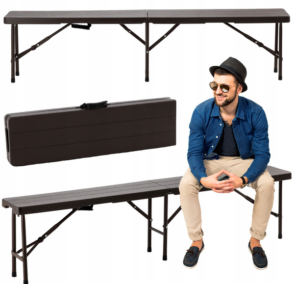 FOLDING CAMPING BENCH 180 X 25 X 43 CM BROWN