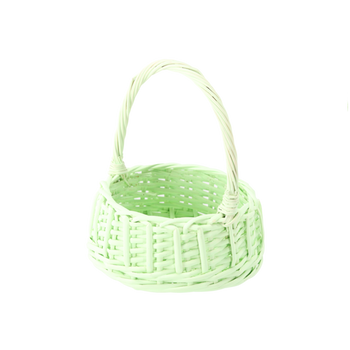RATTAN BASKET 19 x 19 x 8.5/23 CM WITH HANDLE - GREEN