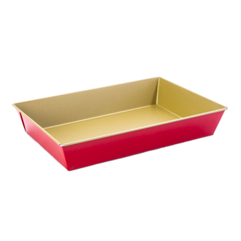 BLACHA FAKTUROWANA 36X24,5X6CM Z WARSTWĄ OCHRONNĄ NON-STICK ZŁOTO CZERWONA *3528*3504*