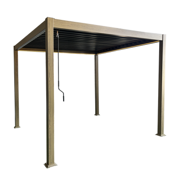 PERGOLA ALUMINIOWA BIOKLIMATYCZNA LED 3 x 3 x 2,5 M DREWNOPODOBNA *1415