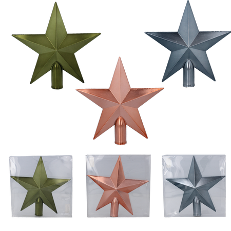 TREE TOPPER 20 CM STAR OLIVE/COPPER/GRAPHITE