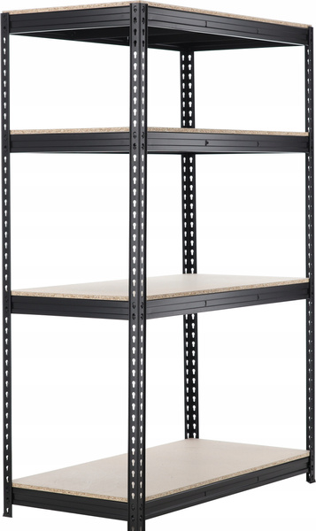 REGAŁ 4-POZIOMOWY 180 X 120 X 60 CM CZARNY UDŹWIG PÓŁKI: 500 KG PRO *0667