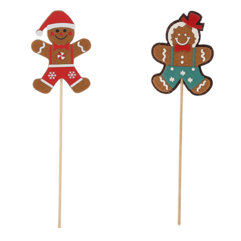 CHRISTMAS DECORATION - GINGERBREAD ON STICK MIX DESIGNS 6 x 7.5 CM