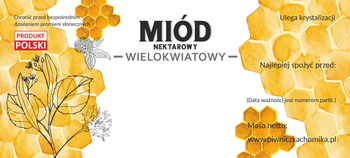 SADA 100 ETIKIET MEDOVÝ NEKTÁR VIACÍVOVÝ 116 x 50 MM *8245