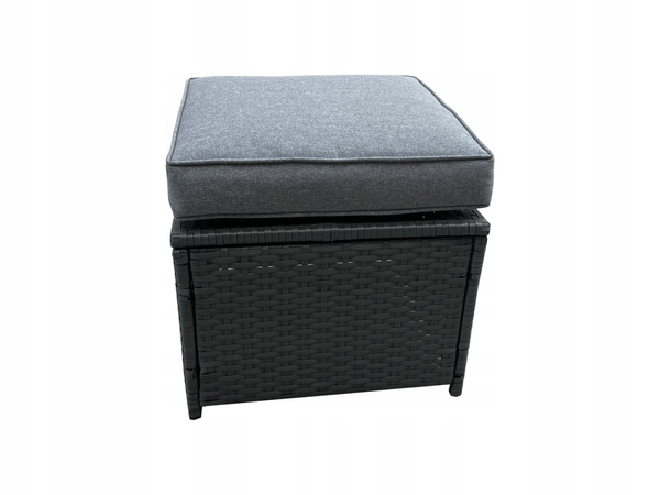 SET DE MOBILIER PENTRU GRĂDINĂ (CANAPEA PE COLȚ, 2 PUFURI, MESA) - GRI, PERNE - GRI *3453