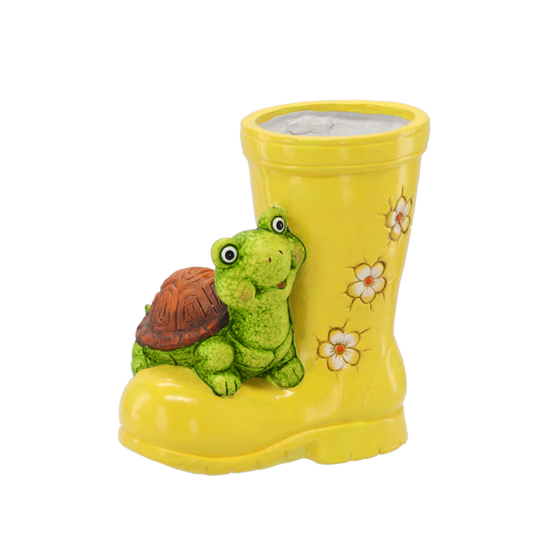 Záhradná FIGURKA - GUMOVÁ ČIZMA SO ŽELVOU 18 x 10 x 20 cm ČREPNÍK balenie=2ks *8807
