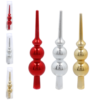 CHRISTMAS TREE SPIKE 20 CM RED/GOLD/SILVER