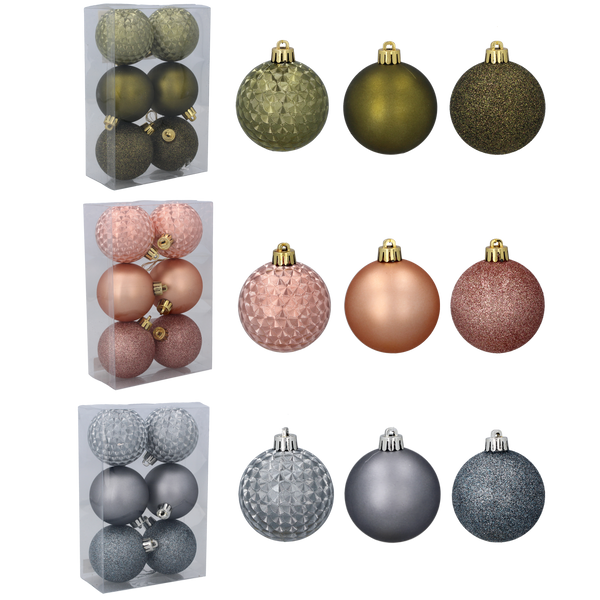 Sada 6 bombónů 6 cm olivově/zlatě/šedě mix vzorů *7368