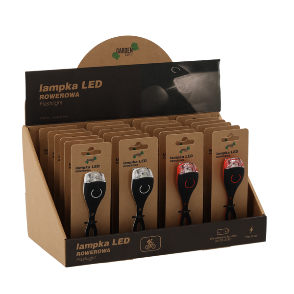 LAMPKA ROWEROWA LED BIAŁA/CZERWONA disp=24 szt *1021