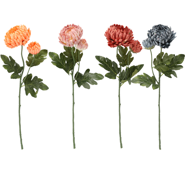 UMĚLÁ VĚTEV - CHRYSANTÉMA SE DVĚma KVĚTY 64 CM MIX BARVY bal=24ks *4045