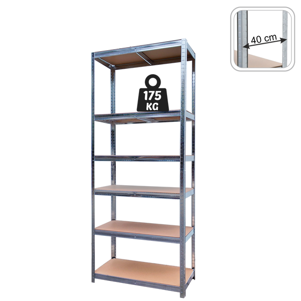 REGAŁ 6-POZIOMOWY 180 x 90 x 40 CM UDŹWIG PÓŁKI: 175 KG *2172