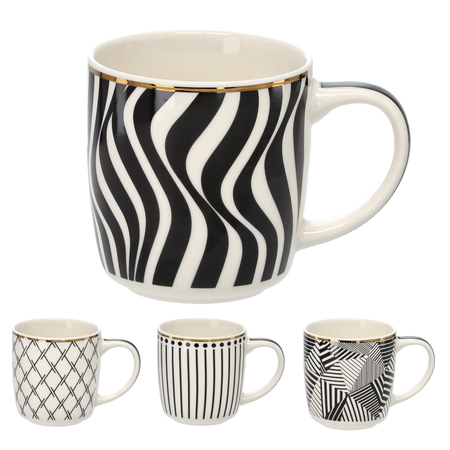 KUBEK PORCELANOWY 380 ML GEMIS ZE ZŁOTYM WZOREM opak=12szt *7949