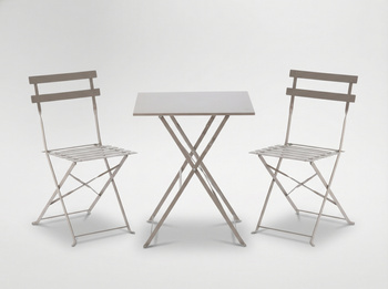 SET DE MOBILIER DE GRĂDINĂ GRI (MASĂ PATRATĂ + 2 SCAUNE) *5165