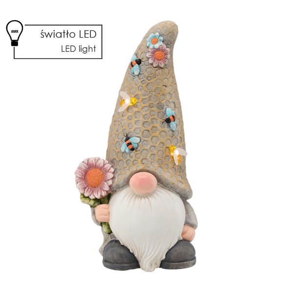 FIGURKA OGRODOWA - SKRZAT Z KWIATEM 20 x 17 x 39,3 cm LED *8937