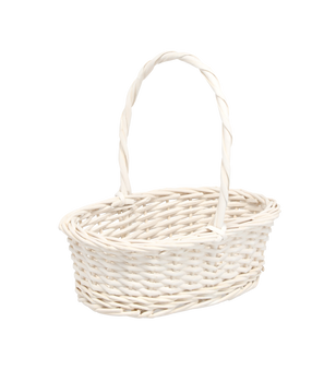 RATTANOVÝ KOŠ 23 x 16 x 9/22 CM S RÚČKOU - BIELY *5242