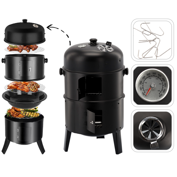 GRILL MULTIFUNCȚIONAL 3 ÎN 1 GRILL/AFUMATORE/FOCAR 40 x 84 CM