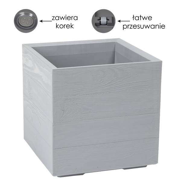 KVĚTNÍK KARO 400X400MM DESKA RECYCLED ŠEDÁ*78916