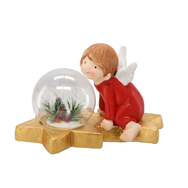 FIGURKA BOŽONÁŘSKÁ - ANDÍLEK S LED KULÍ 36,5 x 21,5 x 23,5 CM balení=1 ks *5135