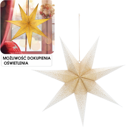 Stea decorativă din hârtie 60 cm albă - aurie ambalaj=12buc *2174