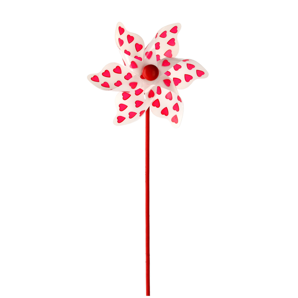 PINWHEEL WITH HEARTS 9 x 27,5 CM WHITE/RED