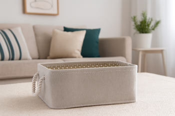 RECTANGULAR BASKET BEIGE SIZE L
