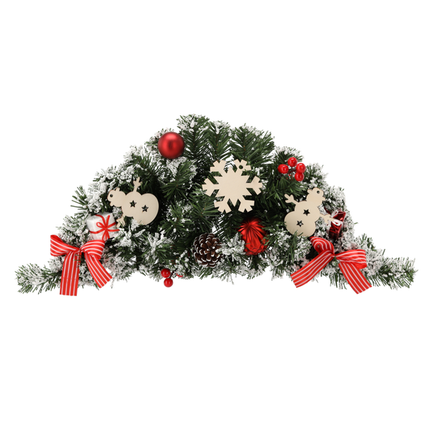 WISZĄCY STROIK BOŻONARODZENIOWY 60 CM BIAŁO-CZERWONY *4213