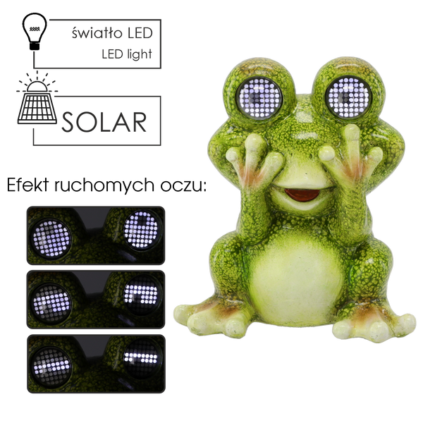 FIGURKA OGRODOWA - ŻABA ZE ŚWIECĄCYMI OCZAMI 19,7 x 13,7 x 22 cm LED *9262