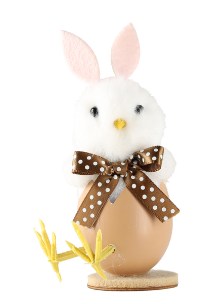 VELIKONOČNÍ OZDOBY - KUŘE VE SLAŇOVÉM VYBAVENÍ S UŠIMA 5 x 11 CM MIX 2 BARVY balení=12ks *8932