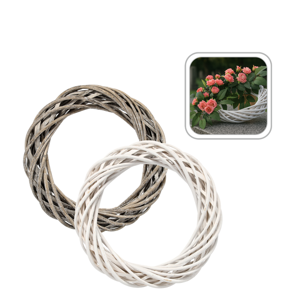 WICKER WREATH 30 CM WHITE / GRAY