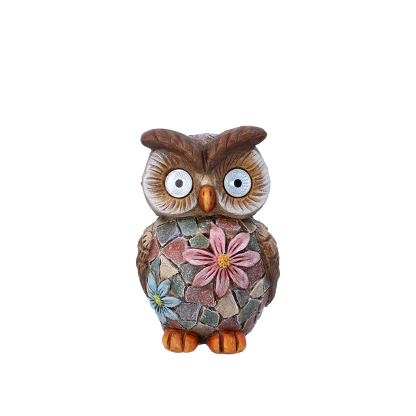 FIGURINĂ DE GRĂDINĂ - BUFNIȚĂ CU OCHI ILUMINAȚI 13,5 x 12 x 20,4 CM LED pachet=2buc *7966