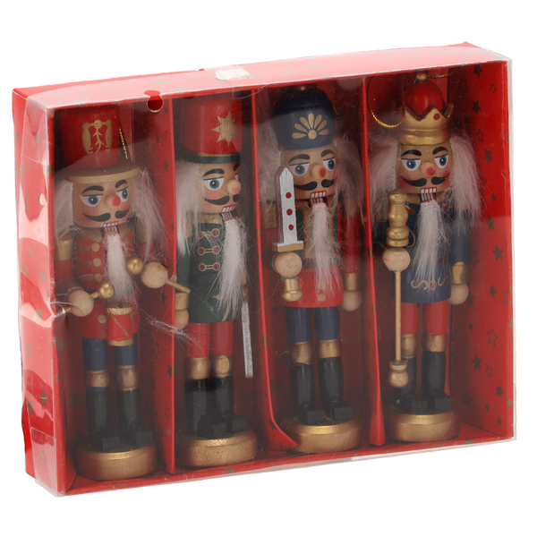 SET OF 4 CHRISTMAS DECORATIONS WOODEN SOLDIER 12.5 CM
