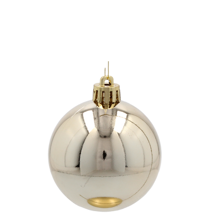 SET OF 9 BAUBLES 6 CM CHAMPAGNE/GRAY/WHITE