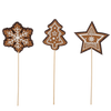 CHRISTMAS DECORATION - GINGERBREAD ON STICK MIX DESIGNS 8 x 8 CM