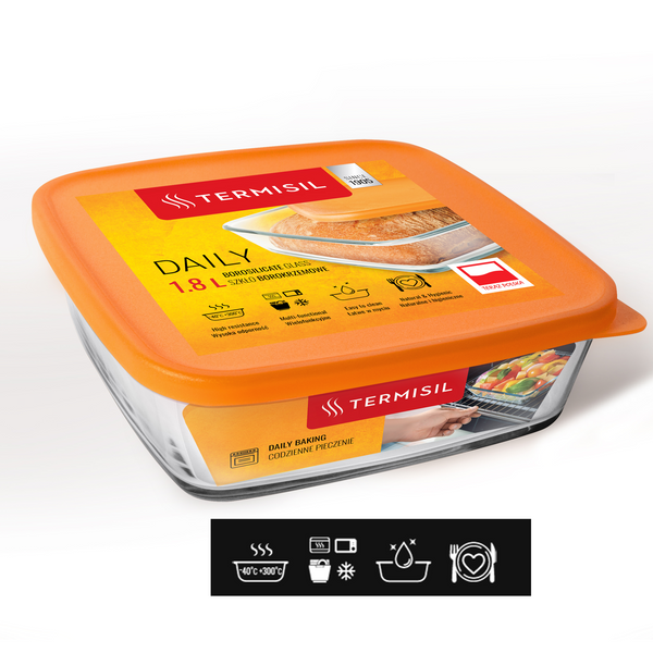 POJEMNIK 1,8L DO PRZECHOWYWANIA z plast.pokrywką-kolor pomarańczowy*2723