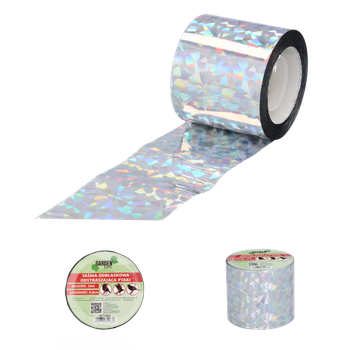 BENZIJA REFLECTORIZANTĂ PENTRU ÎNGREUNAREA PĂSĂRILOR ARGINTIE LUNGIME 50 M LARGIME 4,8 CM pachet=24 buc. *1669