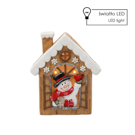 FIGURKA BOŻONAR. - DOMEK Z BAŁWANEM 28 X 10 X 33 CM LED *0943