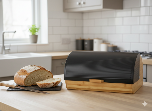 BREAD BOX ANISE - BAMBOO WITH METAL LID 38 x 28 x 18,5 CM BLACK