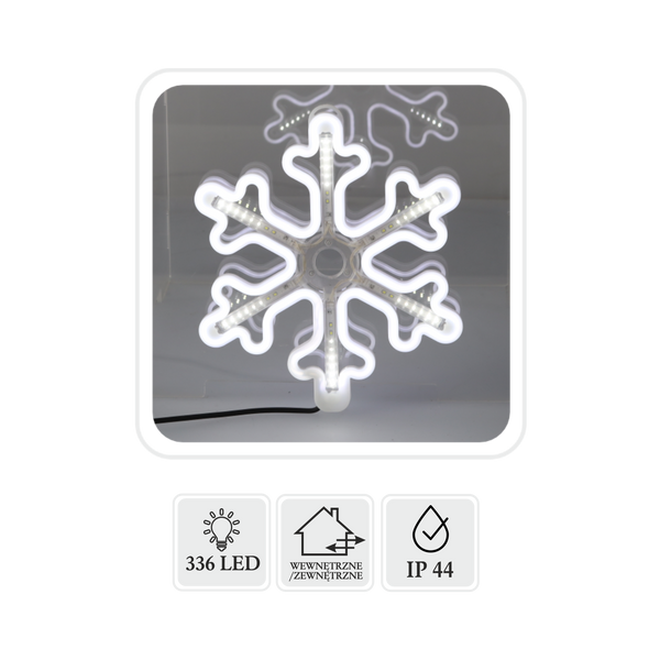 SNOWFLAKE 30 CM NEON LED COLD WHITE + COLD WHITE FLASH IP44