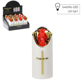 LED SVIECA RICO 12,5CM S BATÉRIAMI BIELA+ZLATÁ ČERVENÝ PLAMEŇ*7866