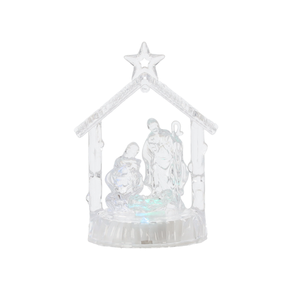 VÁNOČNÍ DEKORACE - PLASTOVÝ LED BETLÉM 6 x 6 x 12 CM MIX VZORŮ disp=12ks *0405