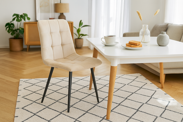 KRZESŁO NOWOCZESNE WELUROWE BEŻOWE *2950