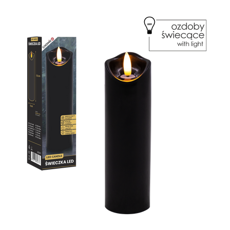 LED CANDLE BLACK 5 X 17,5 CM
